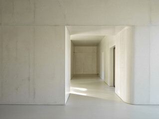 Modern Concrete Hallway with Sunlight Shadows interior