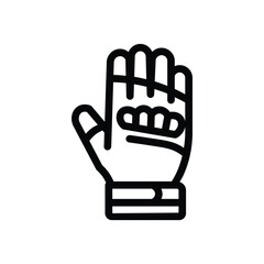Glove line icon, minimal outline illustration representing hand protection, motorcycle gear, or safety equipment