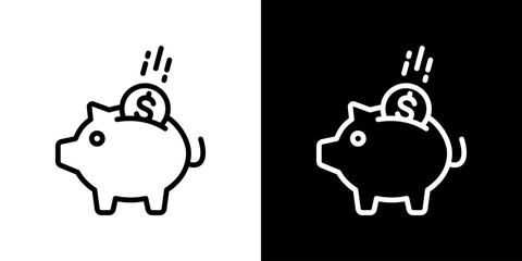 Saving  Icon Set. Clean Line Design With Light And Dark Versions For Versatile Use. 