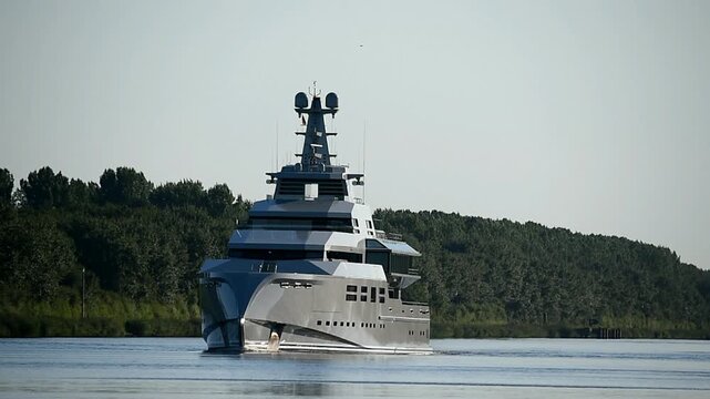 Superyacht NORN f&auml;hrt im Nord-Ostsee-Kanal 