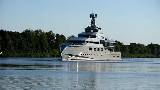 Superyacht NORN f&auml;hrt im Nord-Ostsee-Kanal 