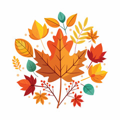 Obraz premium Autumn leaves vector illustration background with maple and oak leaves