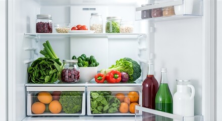 Refrigerator fresh produce in a modern kitchen
