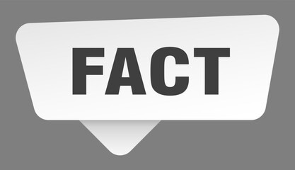 fact sign. fact white sticker isolated on gray background