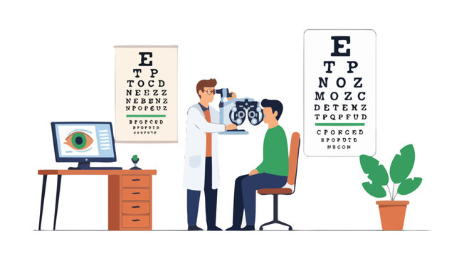 Medical Professionals Assessing Visual Acuity With Comprehensive Eye Examination Procedures