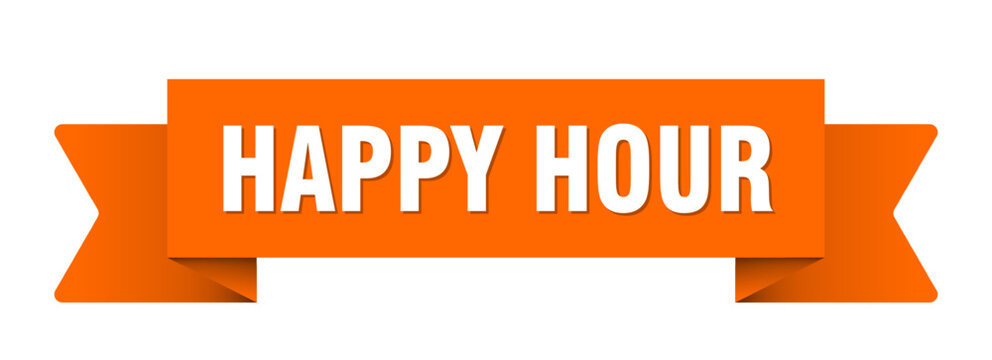 happy hour ribbon isolated on transparent background. happy hour ribbon