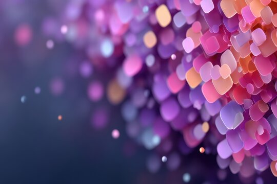Abstract colorful pattern with pink and purple glowing particles on dark background
