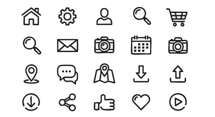 Fototapeta premium Collection of Simple Black Line Icons for Web and Mobile Applications