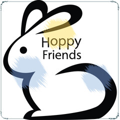 Obraz premium Charming rabbit illustration showcasing the whimsical concept of Hoppy Friends in playful stylized design suitable for childrens story books and easter themed graphic material