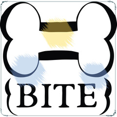 Playful Dog Bone Illustration with Bite Text Graphic Design for Pet Related Products and Services Artwork Fun Canine Treat Design Elements for Advertising