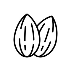 Pair of Almond Nuts Icon Outline Vector Illustration