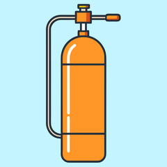Orange Oxygen Tank Illustration on Pastel Blue Background
