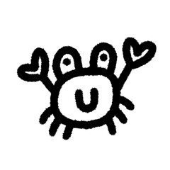 happy crab png outline, cute cartoon handdraws clipart kids doodle element hand drawn doodle, handwriting clipart, kawaii kids drawing, funny character, childlike sketch, handwritten words,
