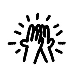 high five png outline, cute cartoon handdraws clipart kids doodle element hand drawn doodle, handwriting clipart, kawaii kids drawing, funny character, childlike sketch, handwritten words,
