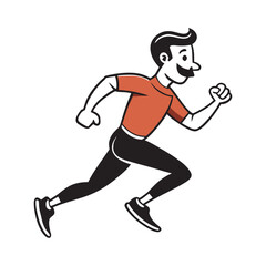 Cartoon man running fit athlete dynamic pose active lifestyle sports fitness