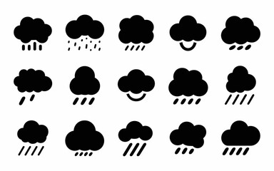 set of silhouettes of trees