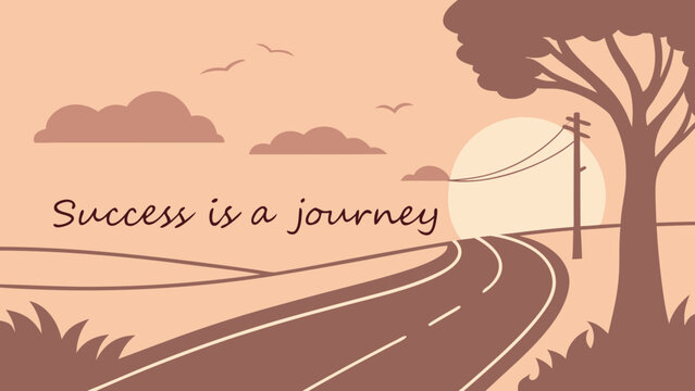 : Long Road to Horizon — Success Journey Motivational Vector Illustration - Powered by Adobe