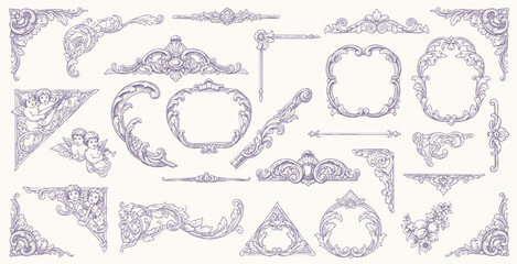 Vintage Baroque Victorian frame border, frame flower pattern vector floral engraved scroll ornament leaf retro decorative design. filigree calligraphic heraldic shield swirl
