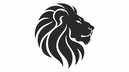 Obraz premium Lion head vector illustration simple black and white design suitable for logo or branding