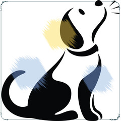 Stylized puppy illustration with abstract brush strokes a minimal design for children books or graphic design projects the art is simple yet expressive and evokes a sense of joy