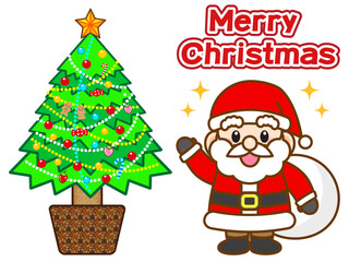 サンタクロースとクリスマスツリーのイラスト素材4