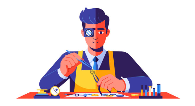 Watchmaker At Work Repairing Or Assembling A Timepiece With Precision And Focus