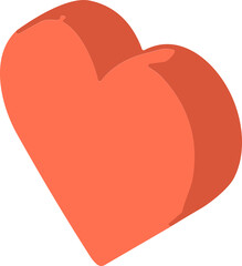 A 3D isometric red heart icon representing love, compassion, and affection in a simple flat design.