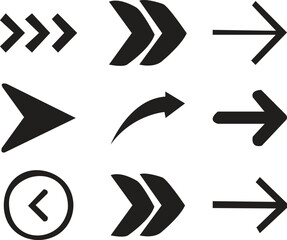 Variety of black arrows pointing different directions