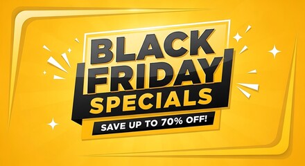 Black Friday Specials banner with up to 70% off savings highlighted.