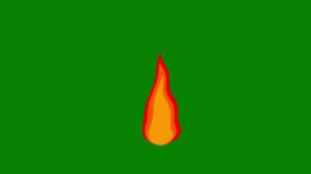 Fire explosion FX 2D flash animation, fire smoke and burn effect, glowing fire smoke, red animated cartoon fire on green screen background. 4K