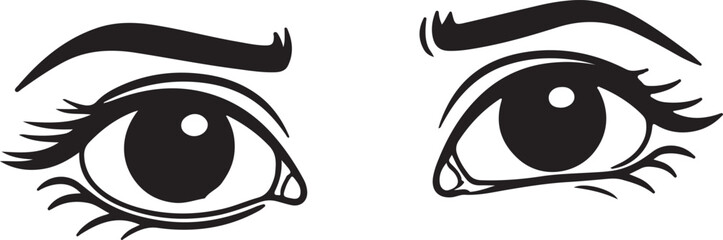 silhouette of cartoon face and big eyes