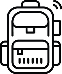 Black Outline Icon of a Backpack with Multiple Pockets and Straps rucksack symbol