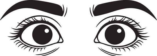 silhouette of cartoon face and big eyes