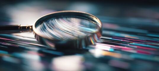 Artistic Macro of Magnifying Glass Distorting Data Bars in Soft Light