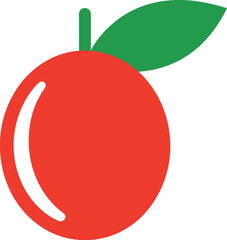 Simple red apple fruit icon with a green leaf in a minimalist flat design style