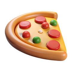 Delicious 3D Render Pizza Slice Icon for Modern Digital Food Design and Restaurant Menu