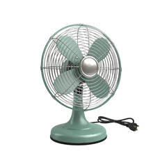 Vintage-Inspired green electric fan showcasing retro design against an isolated setting