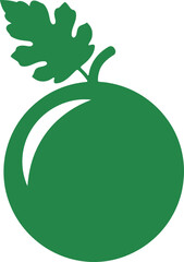 Minimalist green melon fruit with leaf icon