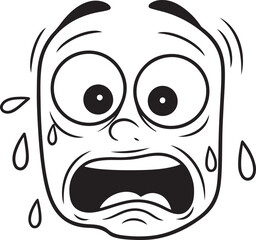 a cartoon face with tears on it