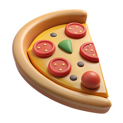 Delicious 3D Pizza Slice Cartoon Rendered for Fast Food Menus and Snack Concepts
