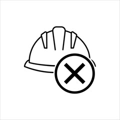Hard hat icon with a cross mark