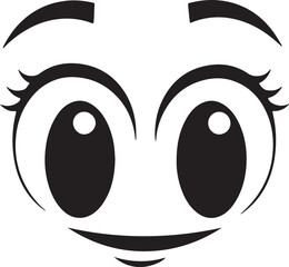 a cartoon face with big eyes and a smile silhouette