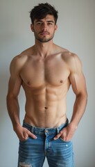 Fototapeta premium Confident young man showcasing a toned physique