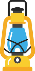 Vintage lantern bright yellow old fashioned camping light adventure gear vector