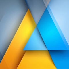 Vibrant abstract background featuring overlapping sharp geometric triangle shapes in bright yellow and various shades of blue with subtle shadow effect