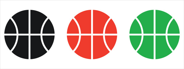 Dynamic Basketball Icon Logo Set Vector Illustration. Ideal for Sports Teams, Leagues, Tournaments, Athletic Apps, and Fitness Branding.