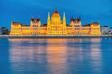 Hungarian Parliament Building during sunset
