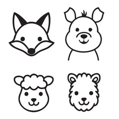 Set of Cute Animal Head Silhouettes