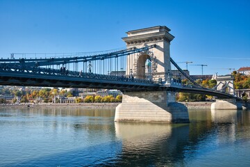 Obraz premium Széchenyi Chain Bridge sunny day in Budapest