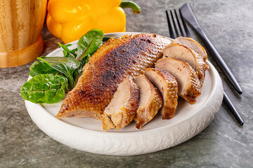 Roasted duck breast with slices